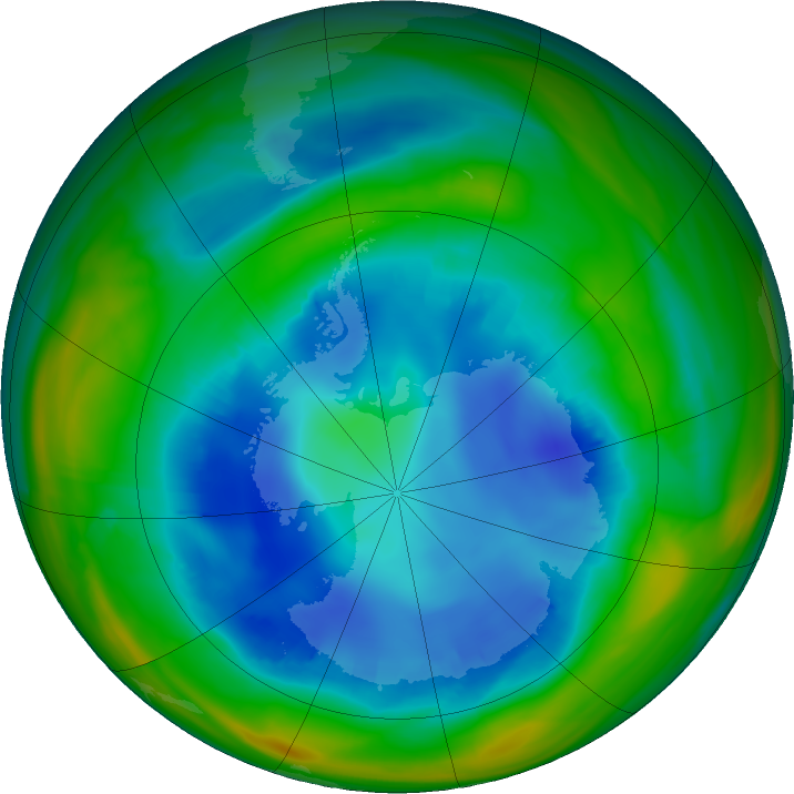 Antarctic ozone map for 13 August 2021